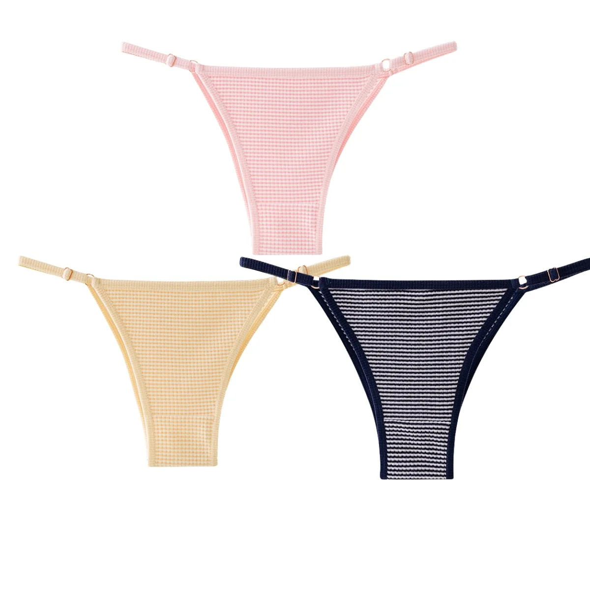 Brazylijskie figi bikini z dzianiny wafelkowej 3-pak Ciemnoszary