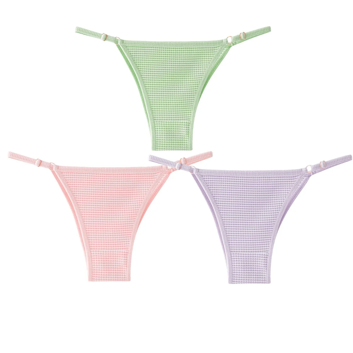 Brazylijskie figi bikini z dzianiny wafelkowej 3-pak Khaki