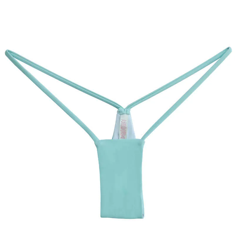 Brazylijskie stringi do bikini mikro przezroczyste Błękitny