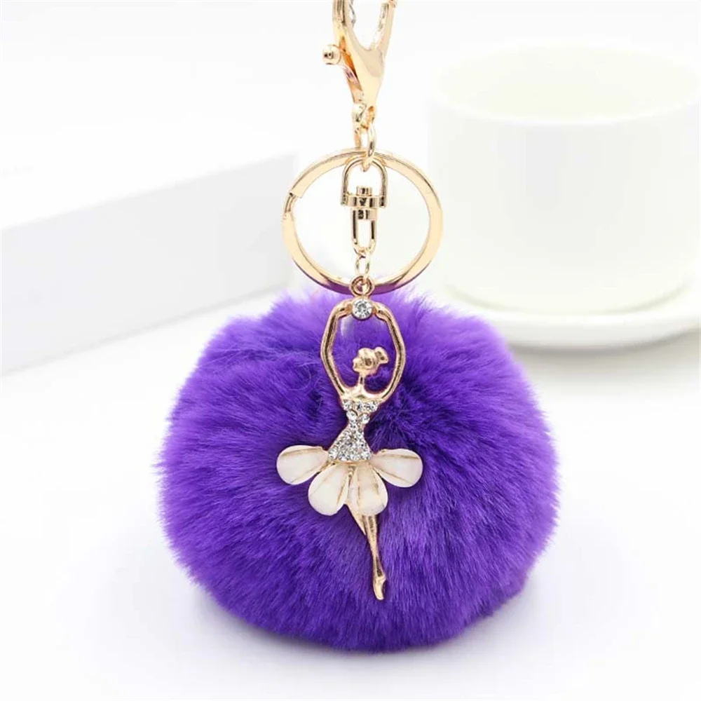 Breloczek baletnica z kryształkami – pluszowy wisiorek do torebki Fioletowy