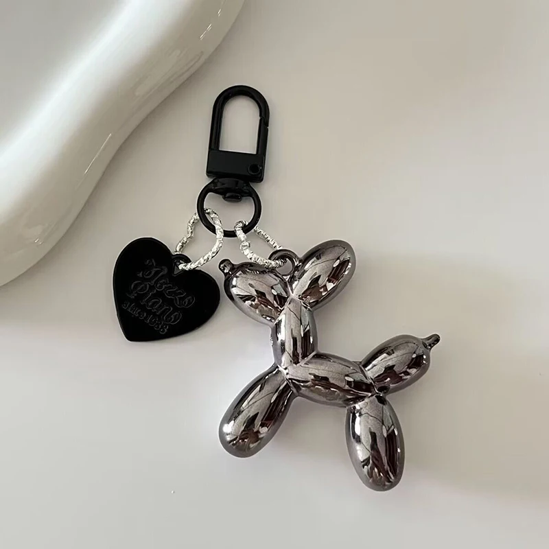 Breloczek Balloon Dog Punk Y2K dla kobiet Czarny