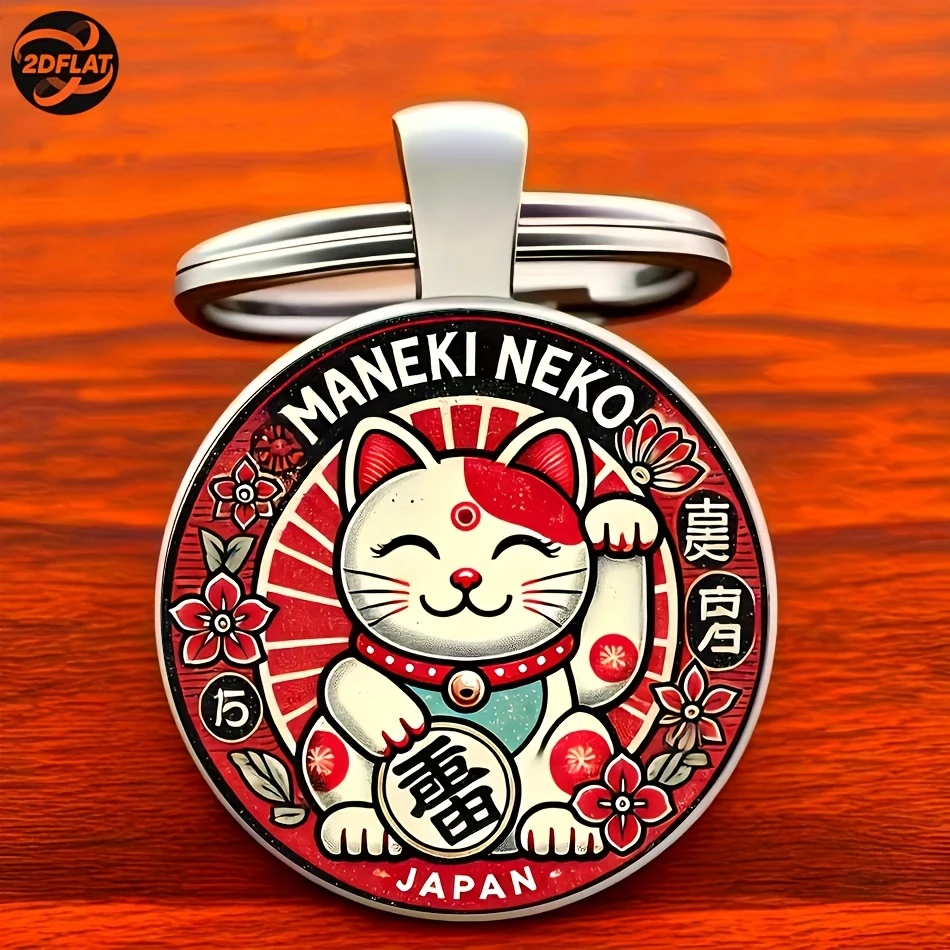 Breloczek Maneki Neko - japoński kot szczęścia na klucze i torbę Czarny