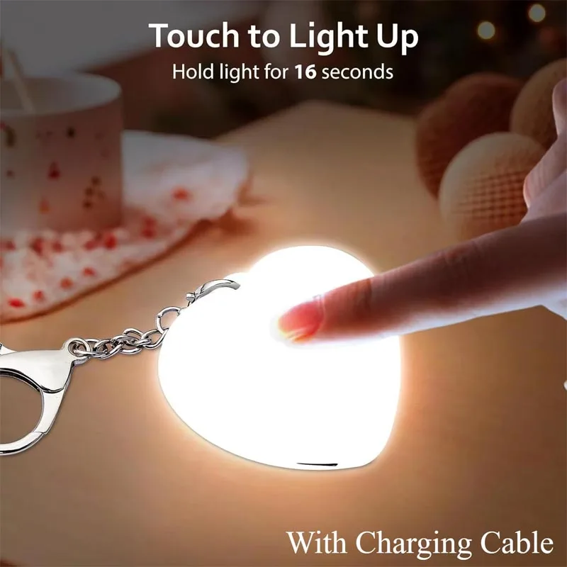 Brelok LED w kształcie serca z ładowaniem USB-C Szary