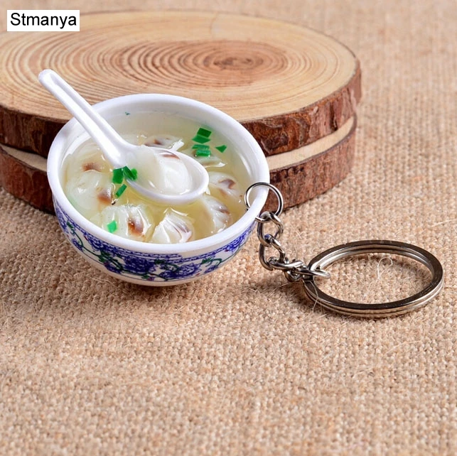 Brelok miska zupy z makaronem chińska porcelana Beżowy