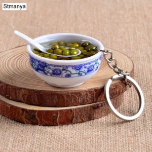 Brelok miska zupy z makaronem chińska porcelana Srebrny