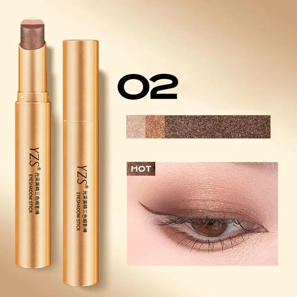 Brokatowy cień do powiek w sztyfcie trójkolorowy shimmer Błękitny