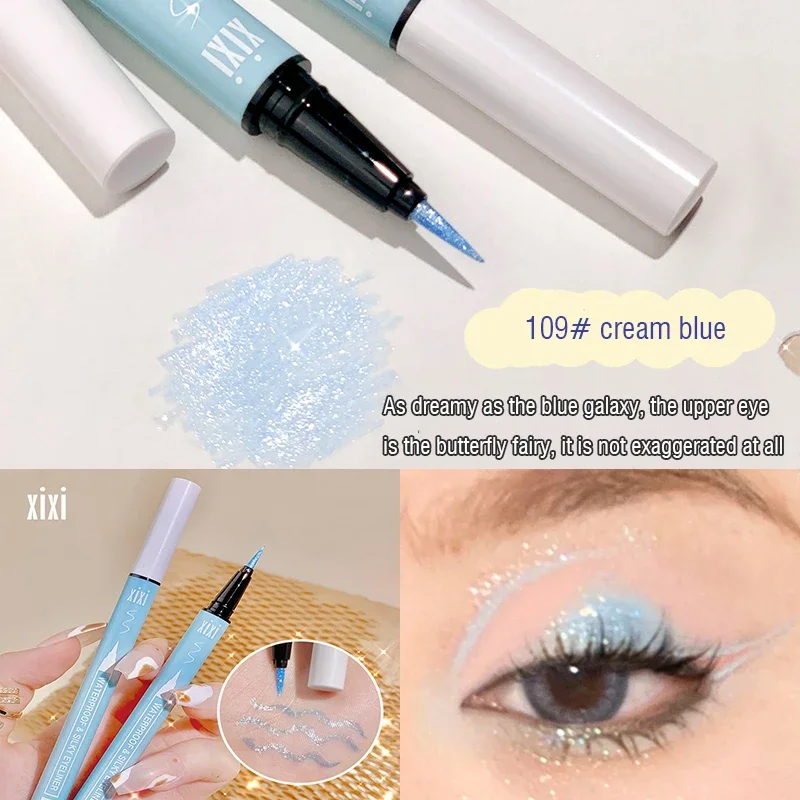 Brokatowy eyeliner glitter Galaxy niebieski holograficzny Armijna zieleń