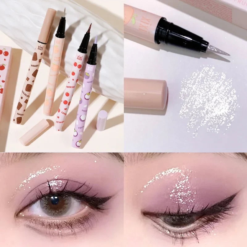 Brokatowy eyeliner glitter Galaxy niebieski holograficzny Khaki
