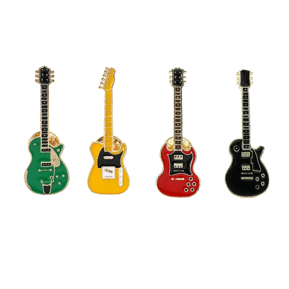 Broszka gitara elektryczna emalia vintage – złota lub srebrna Antyczna miedź platerowana