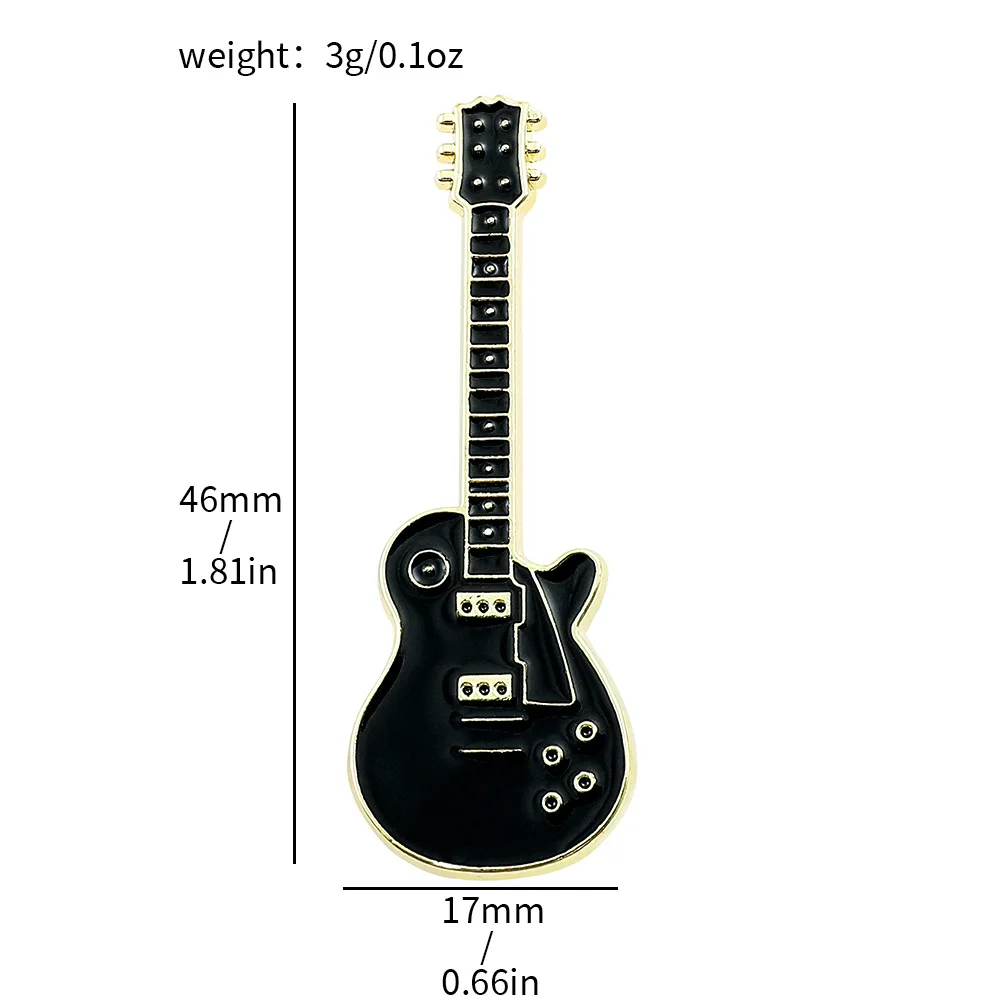Broszka gitara elektryczna emalia vintage – złota lub srebrna Kolor jasnożółtego złota