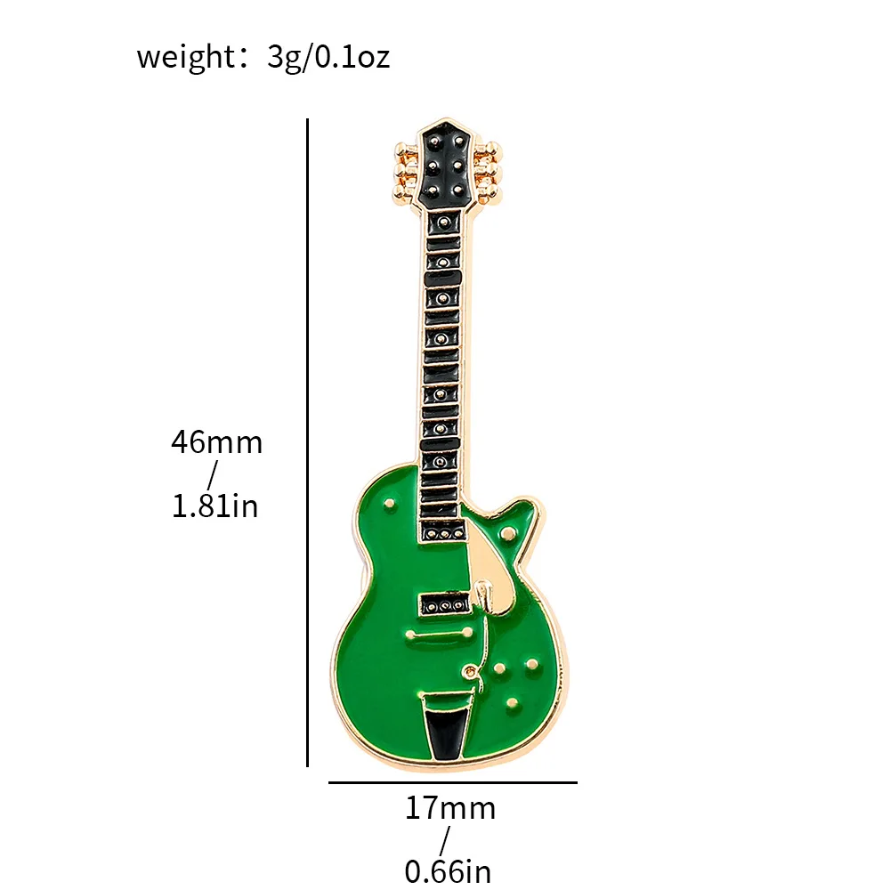 Broszka gitara elektryczna emalia vintage – złota lub srebrna Złoty kolor