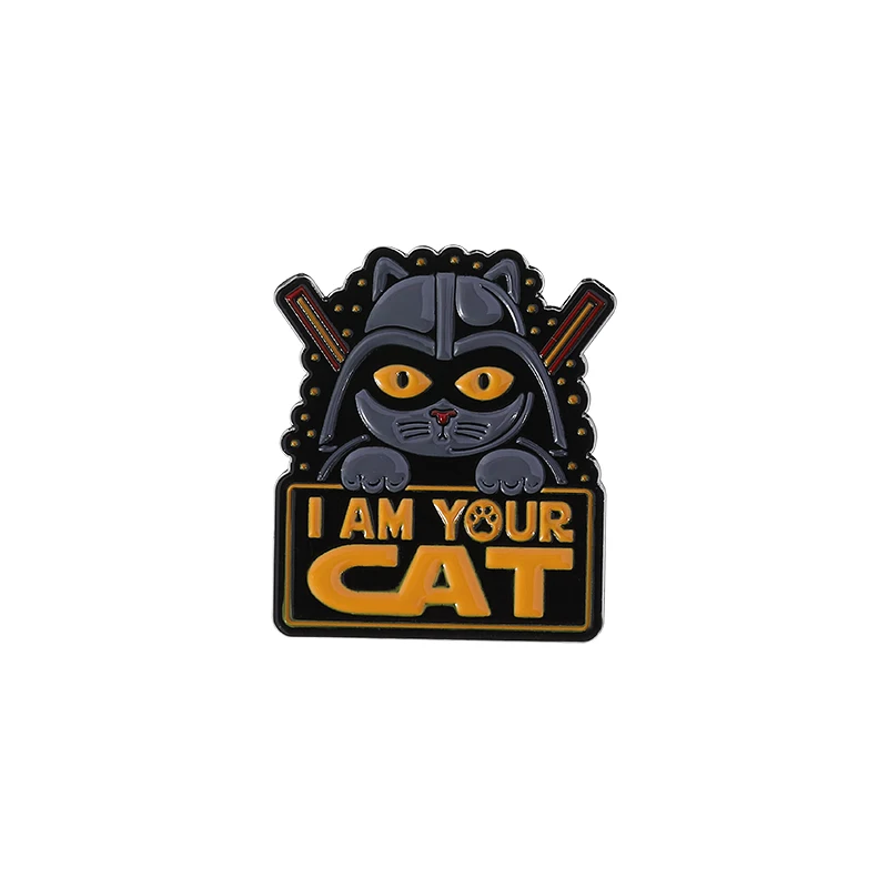 Broszka kot "Cat Side" - emaliowana przypinka pin Złoty kolor