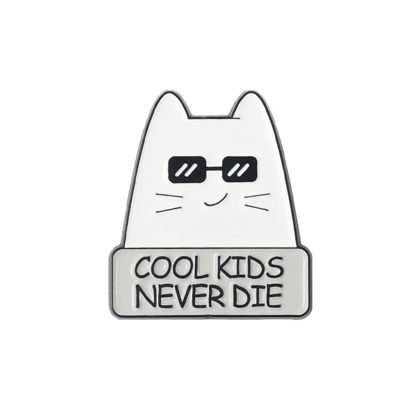 Broszka kot "I'm Fine" - emaliowana przypinka pin Rodowany