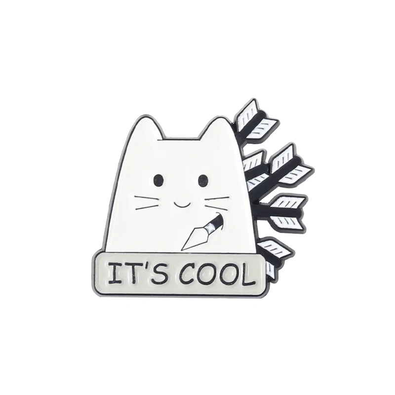 Broszka kot "I'm Fine" - emaliowana przypinka pin Złoty kolor