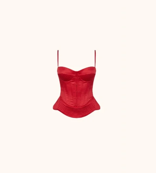 Bustier crop top na ramiączkach z wzorem rybiej ości Lawenda