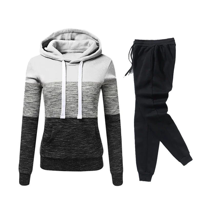 Casualowy dres damski z kapturem — luźna bluza i spodnie sportowe Khaki