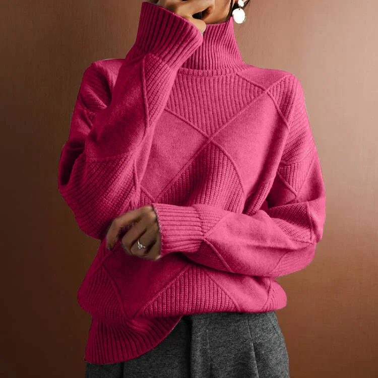 Casualowy sweter damski z dzianiny luźny długi rękaw zimowy Błękitny