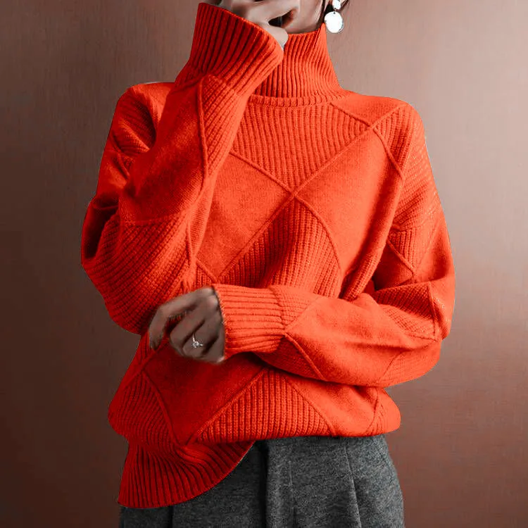 Casualowy sweter damski z dzianiny luźny długi rękaw zimowy Kolba
