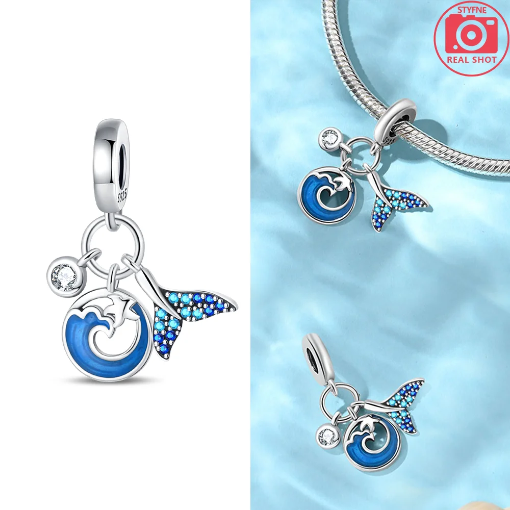 Charms bransoletka 925 srebro żółw krab Fortune Cat koraliki Jasny blond