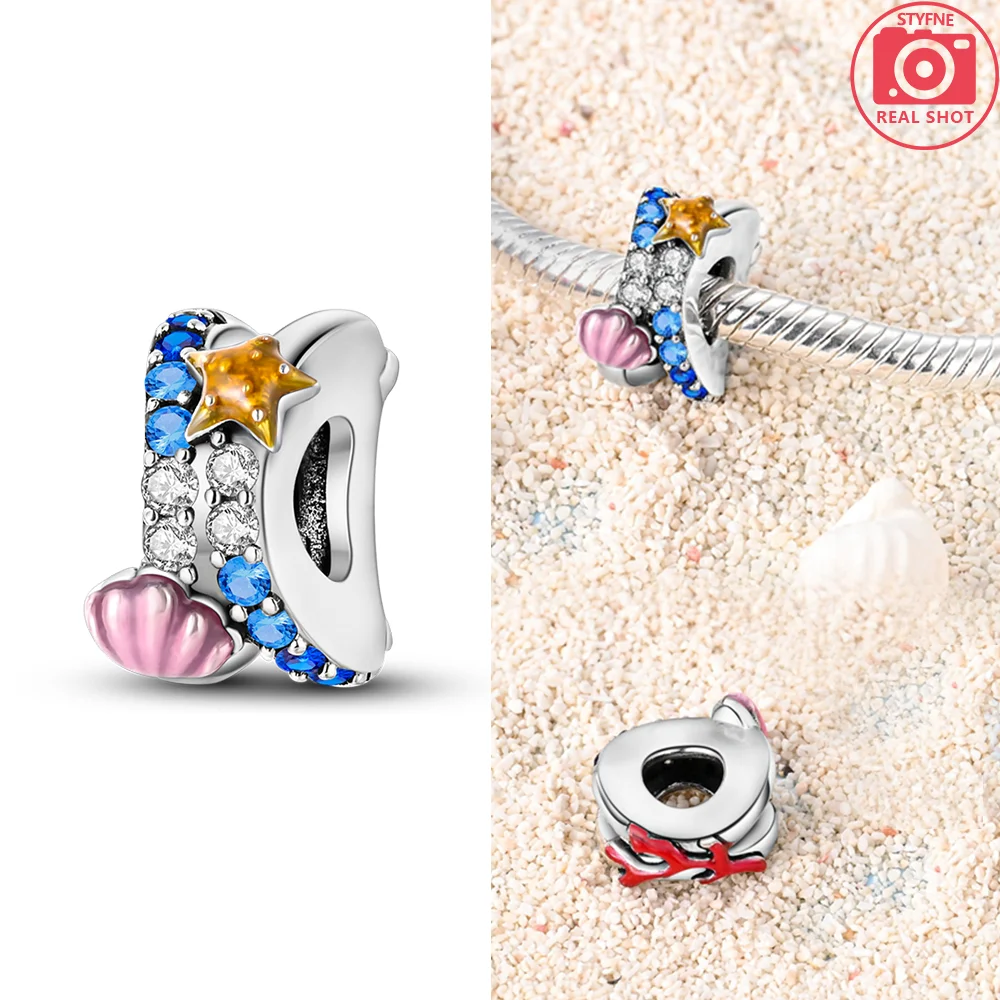 Charms bransoletka 925 srebro żółw krab Fortune Cat koraliki Perłowa biel