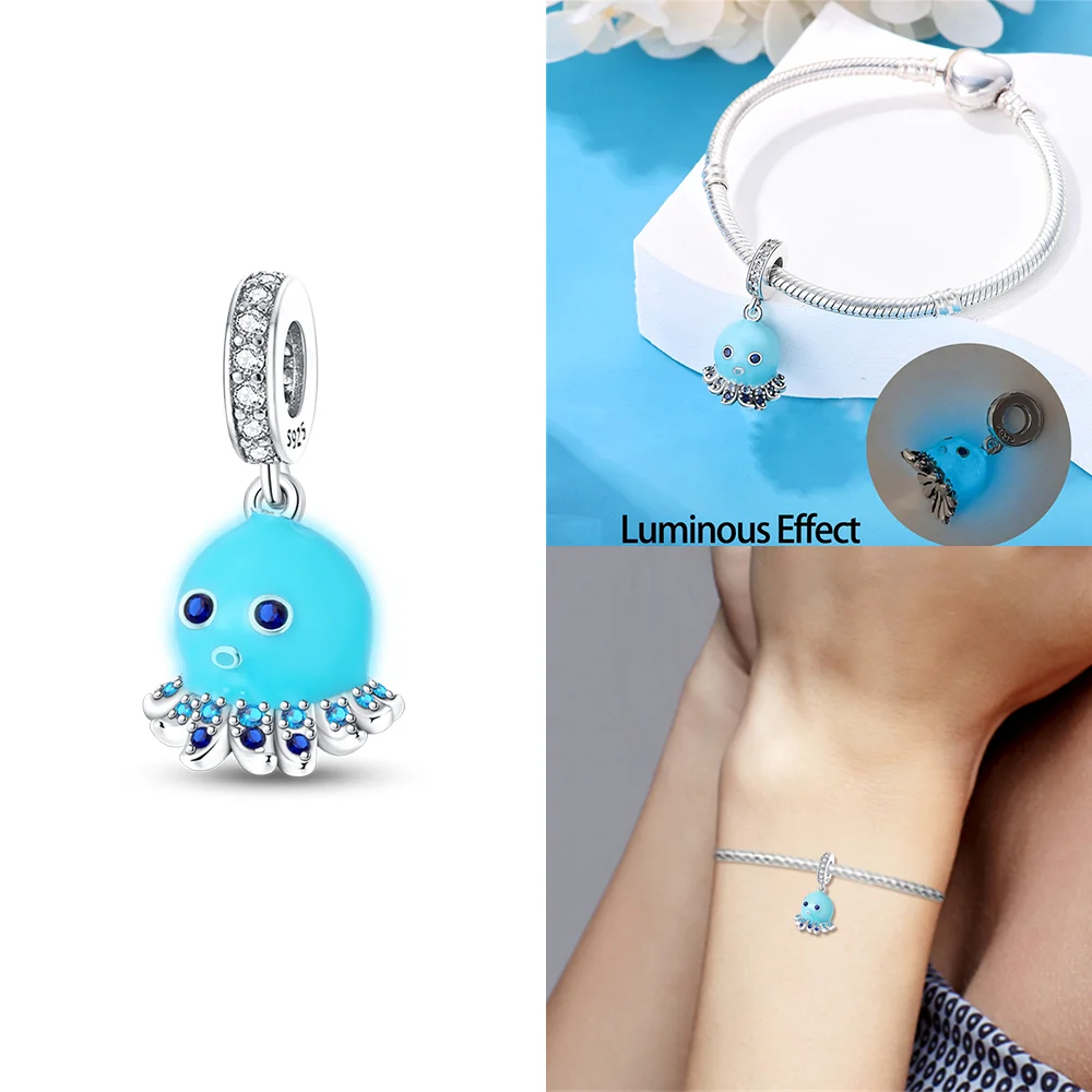 Charms bransoletka 925 srebro żółw krab Fortune Cat koraliki Srebrny brąz