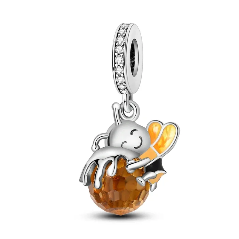 Charms do bransoletek ze srebra 925 – zawieszki wróżka, kot, sowa Cyjan