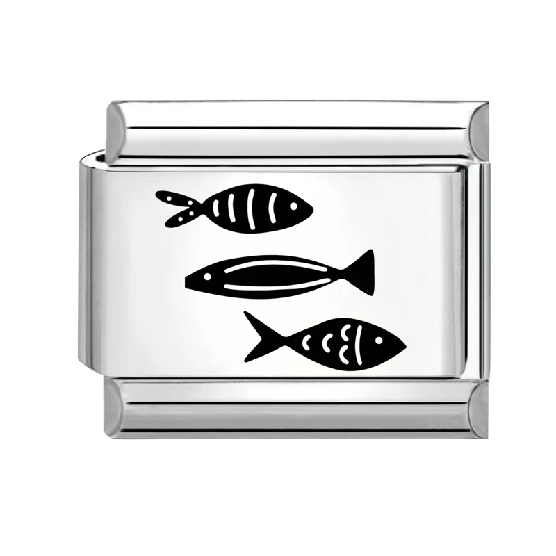 Charmsy z wiśnią, sercem i kocim wzorem do bransoletki włoskiej – laserowe grawerowanie Zielony