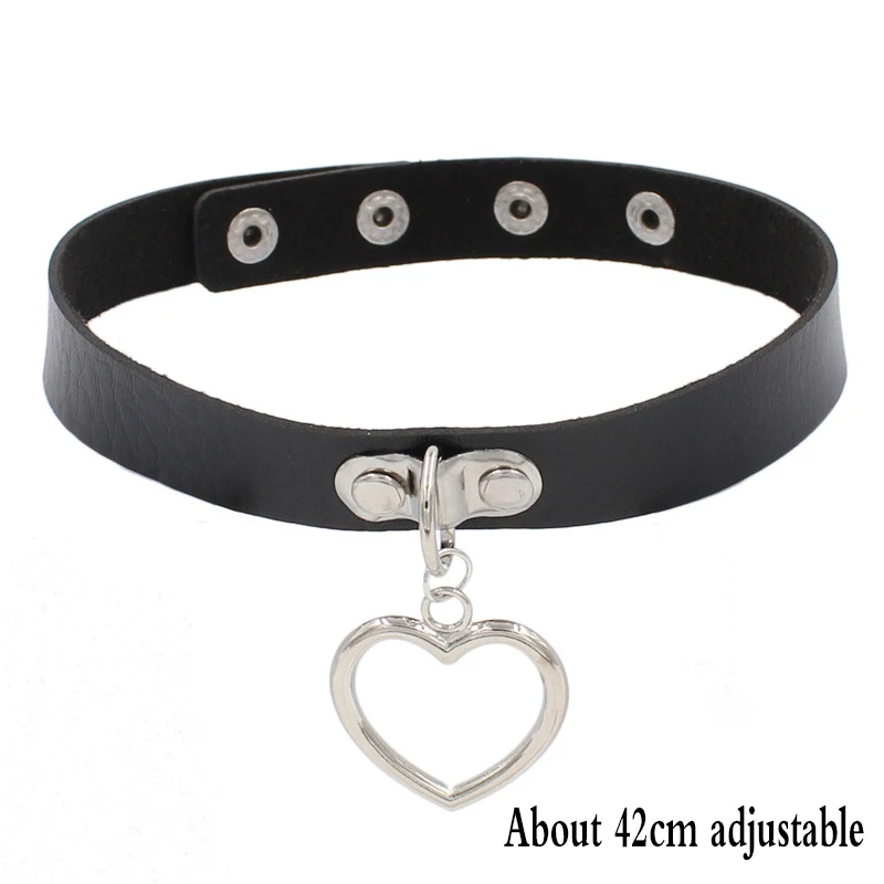 Choker gotycki ze skóry ekologicznej - naszyjnik punk Czerwony