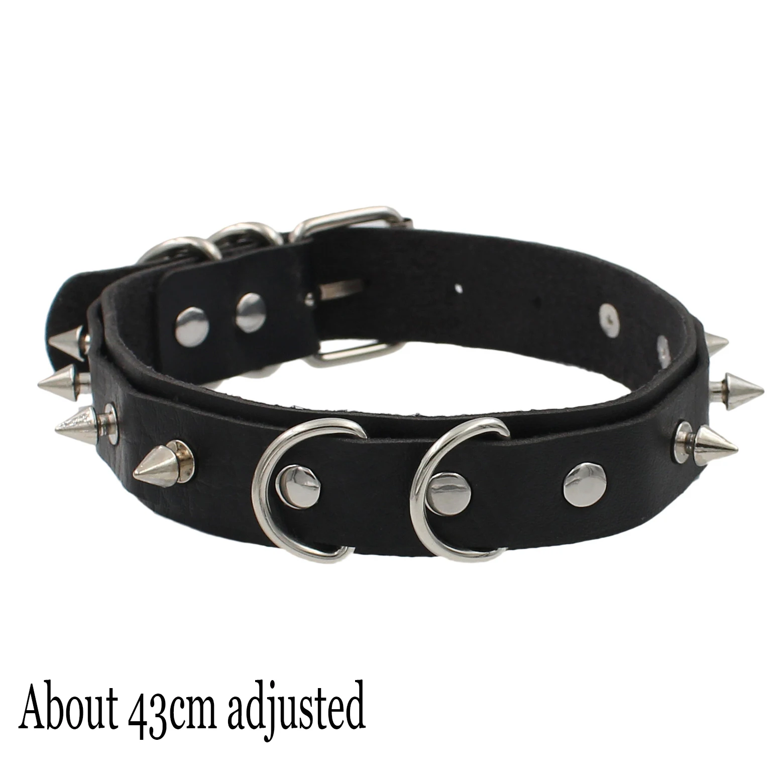 Choker gotycki ze skóry ekologicznej - naszyjnik punk Fiolet kobaltowy