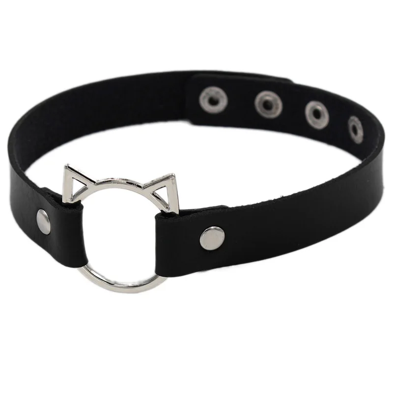 Choker gotycki ze skóry ekologicznej - naszyjnik punk Kolor różowego złota