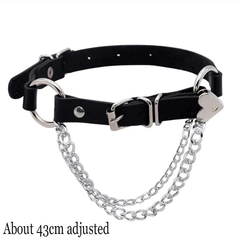 Choker gotycki ze skóry ekologicznej - naszyjnik punk Kolor stali