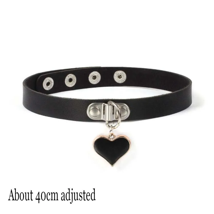 Choker gotycki ze skóry ekologicznej - naszyjnik punk Zielony