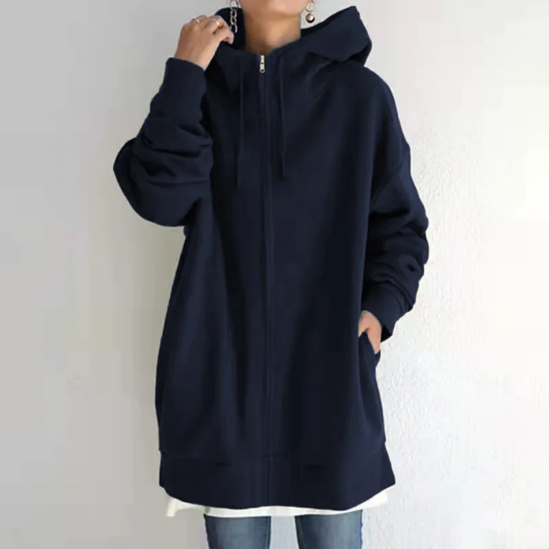 Ciepła bluza oversize z kapturem i kołnierzem wiązanym Brązowy