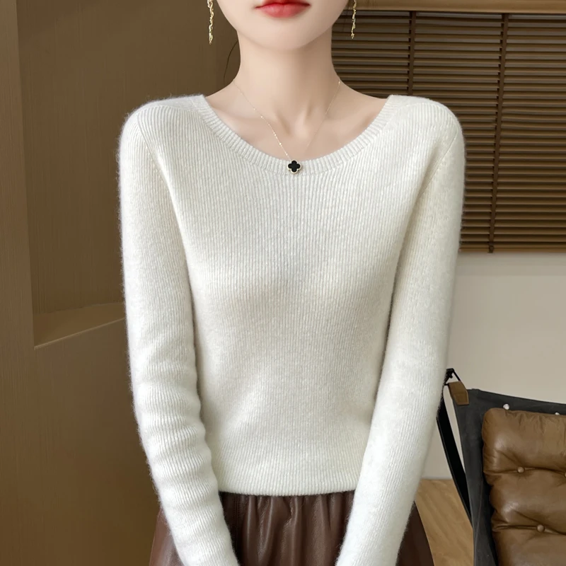 Elegancki cienki sweter z dekoltem V Bai se