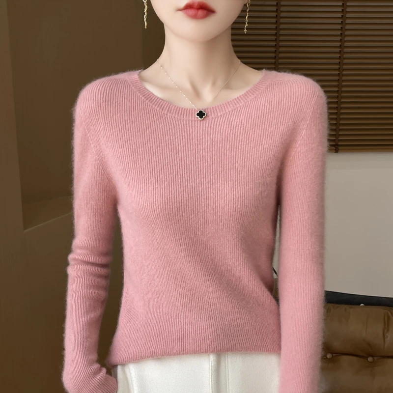 Elegancki cienki sweter z dekoltem V Fen se