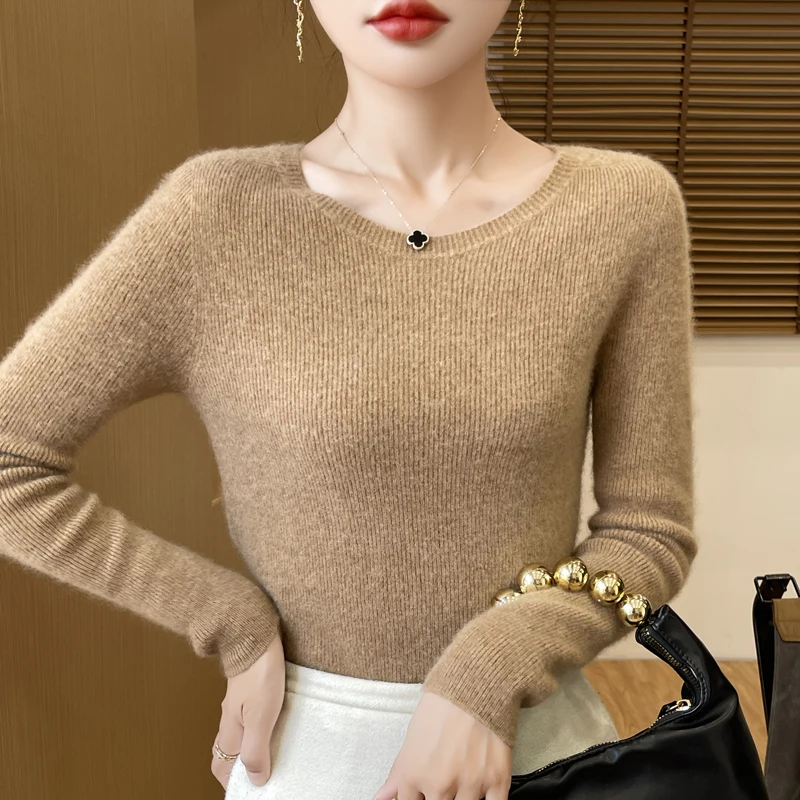 Elegancki cienki sweter z dekoltem V Jin tuo se