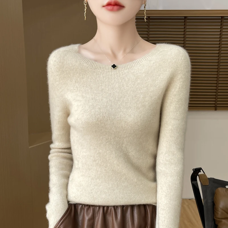 Elegancki cienki sweter z dekoltem V Mi se