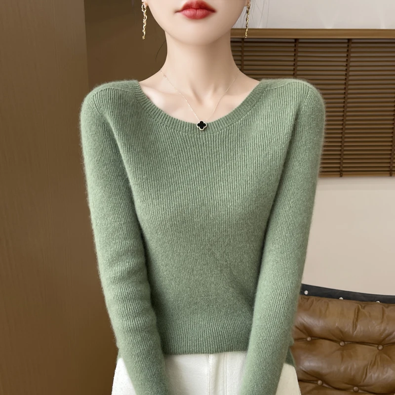 Elegancki cienki sweter z dekoltem V Song shi lv