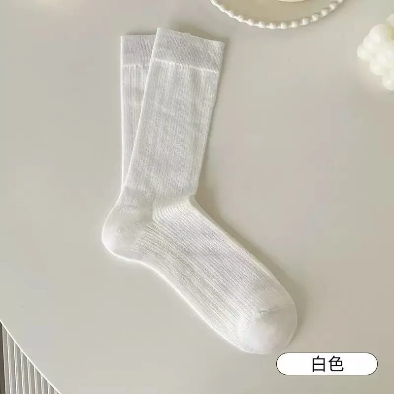 Cienkie ażurowe skarpety Lolita JK — bawełna na wiosnę Biały