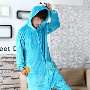 Ciepła piżama onesie kreskówka - kombinezon kigurumi Koralowa czerwona