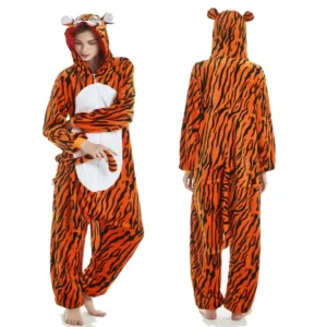 Ciepły kombinezon do spania Kigurumi - tygrys Brązowy