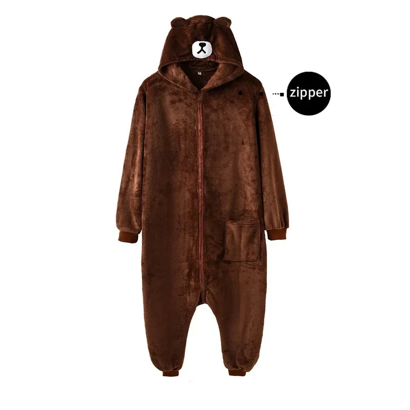 Ciepły kombinezon kigurumi onesie dla dorosłych Beżowy