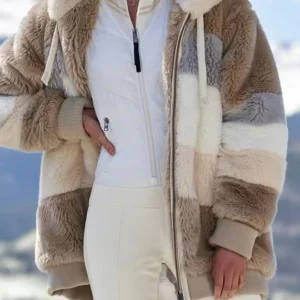 Ciepły płaszcz z polaru plus size na jesień i zimę Khaki