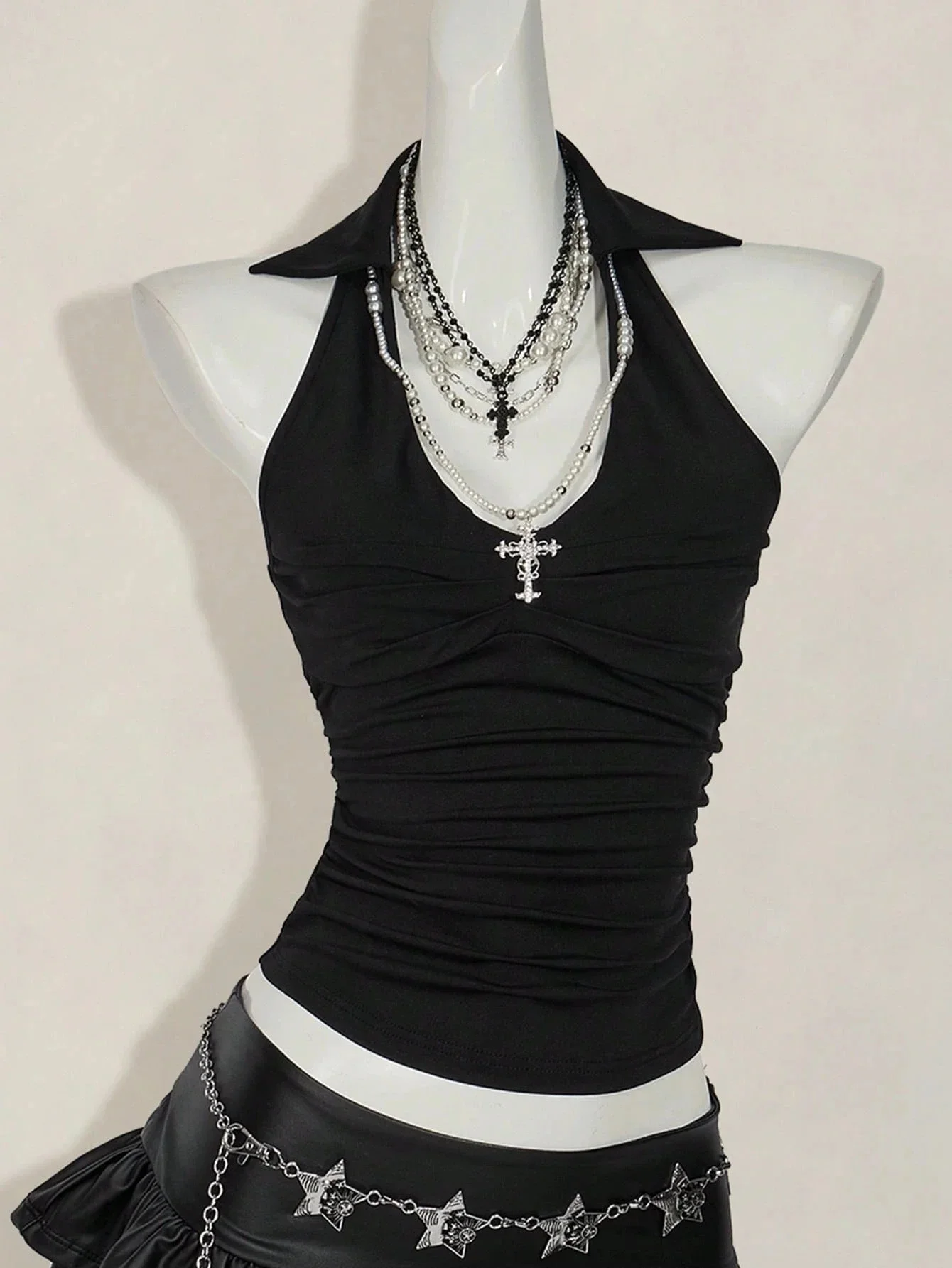 Crop top damski z nadrukiem w stylu Y2k Brązowy