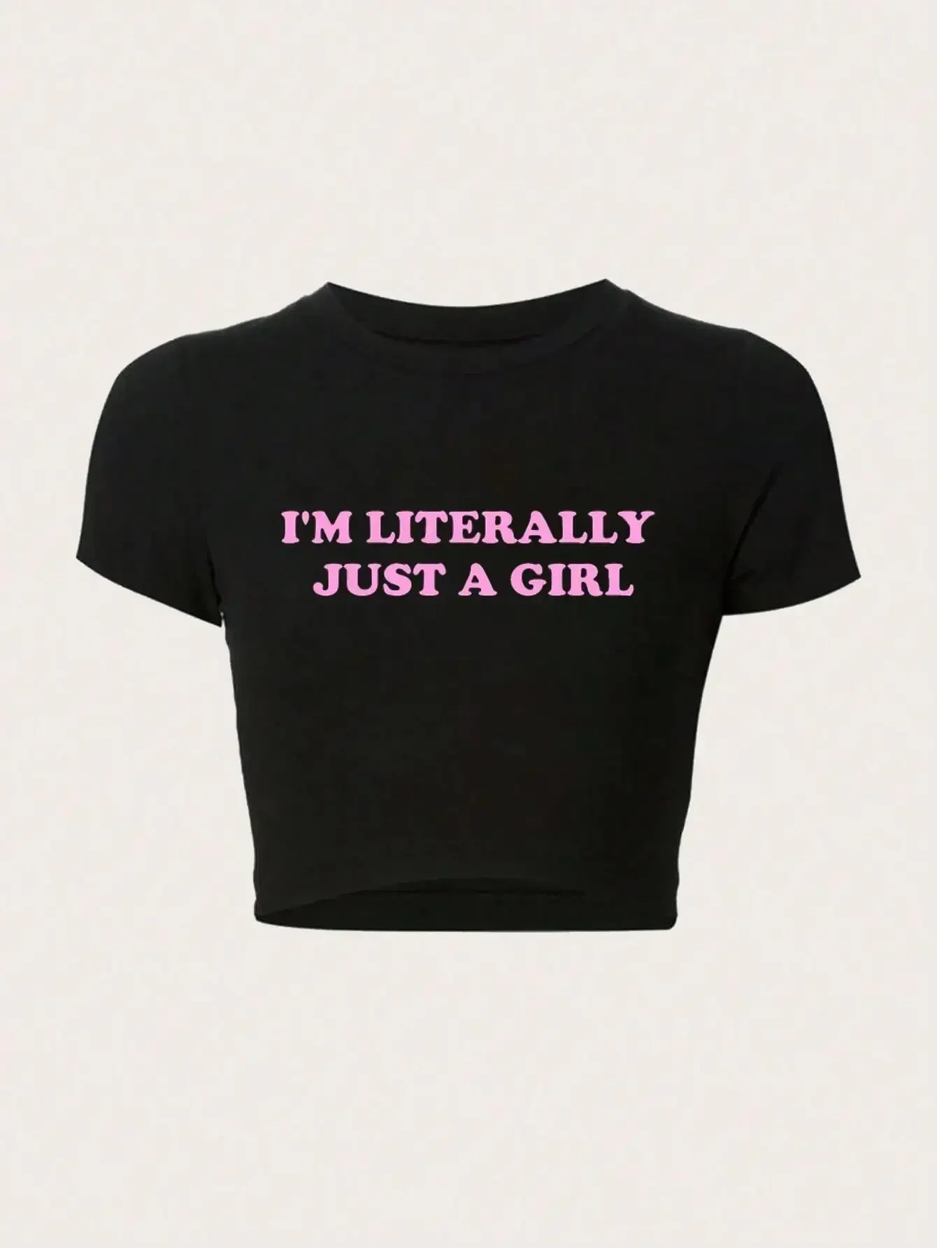 Crop top damski z napisem bawełniany dopasowany streetwear Czarny