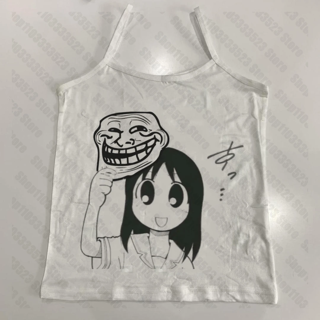 Crop top w stylu Y2K z grafiką — damska kamizelka Harajuku Biały