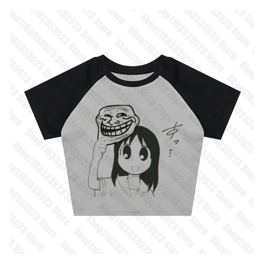 Crop top w stylu Y2K z grafiką — damska kamizelka Harajuku Szary