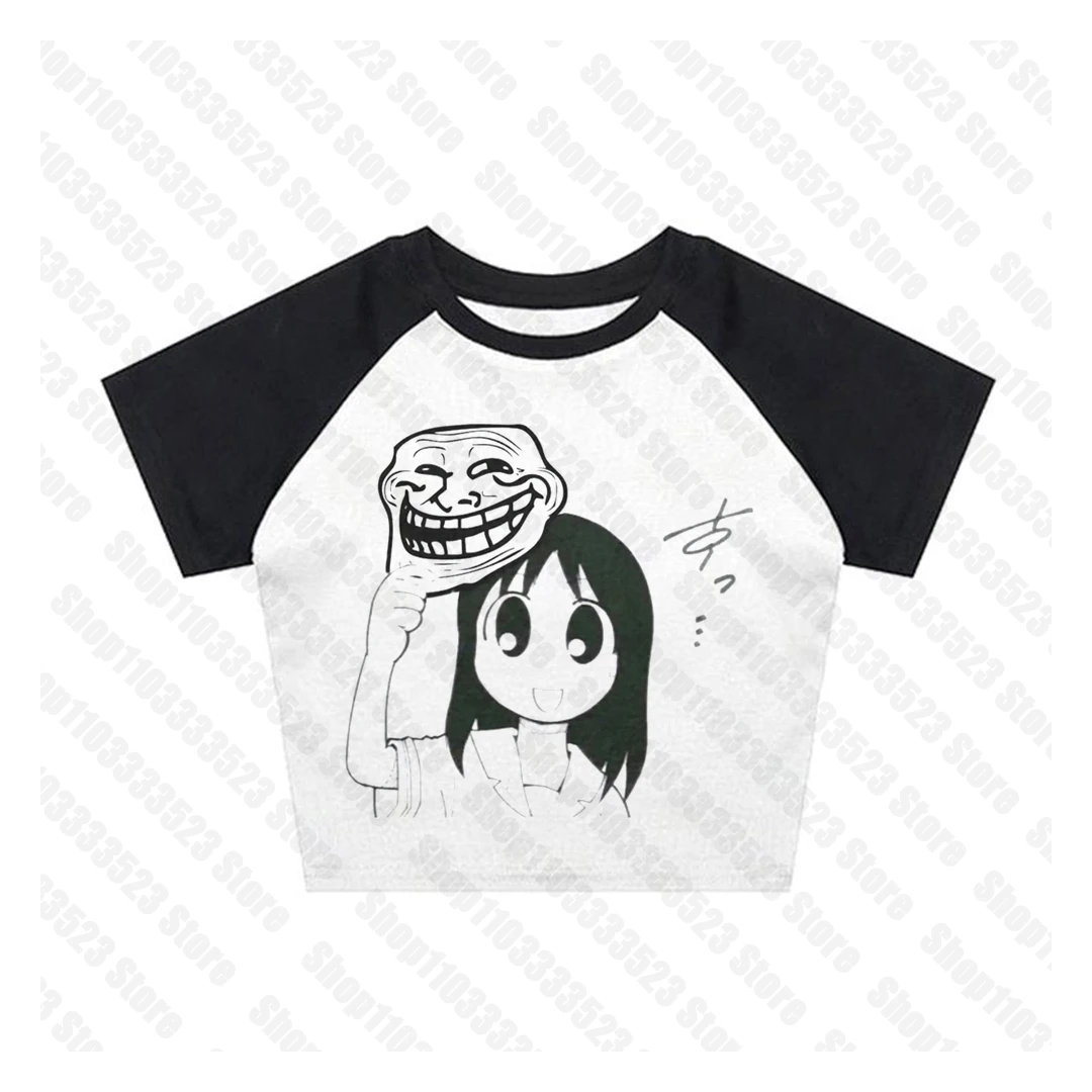 Crop top w stylu Y2K z grafiką — damska kamizelka Harajuku Turkusowy