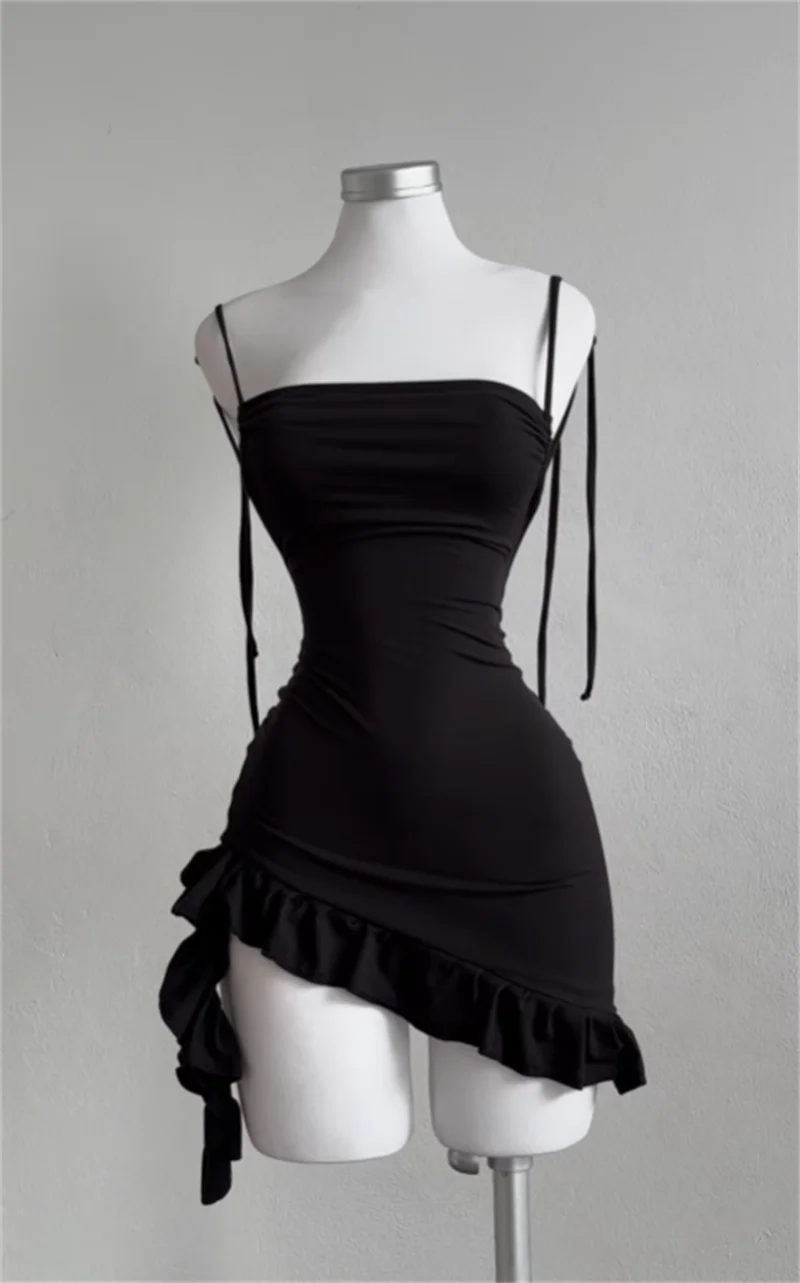 Czarna sukienka bandażowa Bodycon bez pleców Czarny