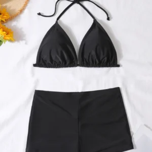 Czarne bikini europejskie z wysokim stanem oddzielne dołki Czarny